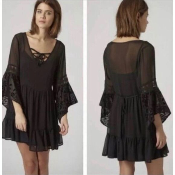 Band of Gypsies Chiffon Overlay Boho Dress Size M - Picture 1 of 10